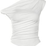 Women's Off Shoulder Casual Short Sleeve Shirt Women's Slim Fit Cotton T-Shirt Irregular Hem