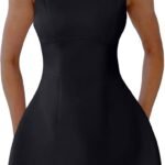 women Sexy Sleeveless Crew Neck Backless A-line Party Short Mini Dress