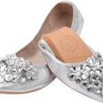 Women Ballet Flats Rhinestone Wedding Ballerina Shoes Foldable Sparkly Comfort Slip on Flat Shoes