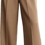 Womens Wide Leg Pants High Waist Straight Work Pants Office Business Casual  Trousers with Pockets