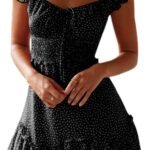 women Summer Ruffle Sleeve Sweetheart Neckline Printing Dress Mini Dresses