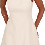 women Formal Short Dresses 2026 Summer Sleeveless Boat Neck A Line Elegant Mini Cocktail Party Dress