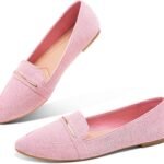 Women's Pointy Toe Loafer Flat Comfortable Faux Suede Work Shoes,Cute Penny Loafer Slip On Ballet Flat